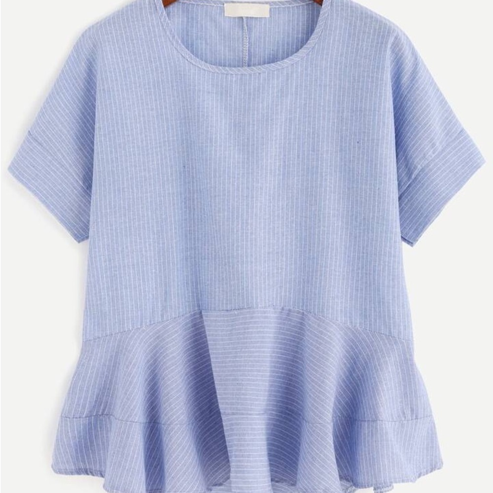 Blue and White Striped Blouse - Women - One Size Fits All, Fits like a Medium